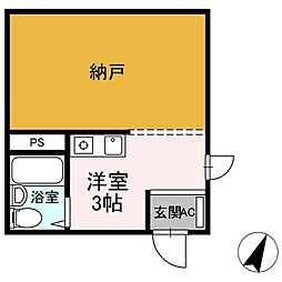JR総武線 飯田橋駅 徒歩10分の賃貸アパート 3階ワンルームの間取り