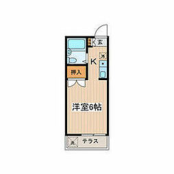 サニーハイツ大澤 1階1Kの間取り