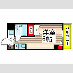 平井第2コーポ 3階ワンルームの間取り