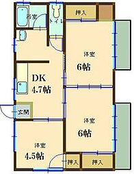 リヴィエール前野 1階3DKの間取り