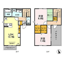 グランオッツ　III 2階2LDKの間取り