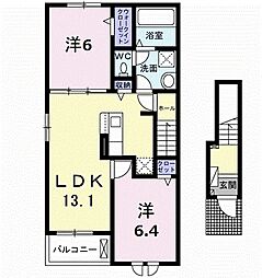 ニューライズ　ブラボー 2階2LDKの間取り