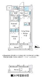 Ｊ．ＧＲＡＮ　Ｃｏｕｒｔ　品川西大井ＷＥ 3階2LDKの間取り