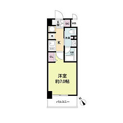 URBANLINK森小路駅前(旧ルネフラッツ森小路駅前) 2階1Kの間取り