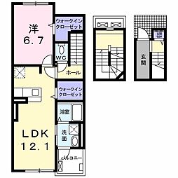 ハレレア59 3階1LDKの間取り