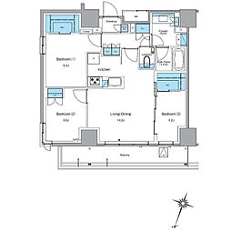 ルフォンプログレ渋谷ヒルトップ 15階3LDKの間取り