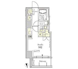 JR山手線 秋葉原駅 徒歩9分の賃貸マンション 6階ワンルームの間取り