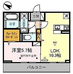 リヴィエール　I 3階1LDKの間取り