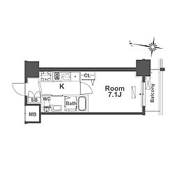 TLRレジデンス本町WEST 1Kの間取図画像