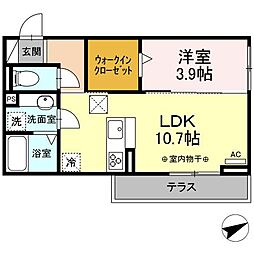 サニースペース 1階1LDKの間取り