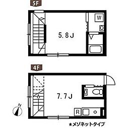 プロト西小山 4階1LDKの間取り
