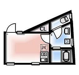 コミチテラス大岡山 1階1Kの間取り