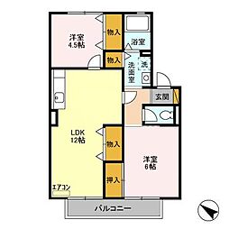 JR総武線 幕張本郷駅 徒歩14分の賃貸アパート 2階2LDKの間取り
