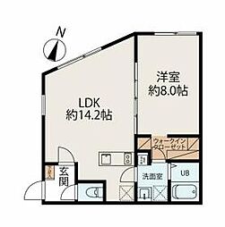 西武新宿線 都立家政駅 徒歩3分の賃貸マンション 2階1LDKの間取り