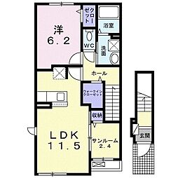 ジャガイ 1LDKの間取図画像