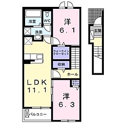 シェノンIV 2階2LDKの間取り