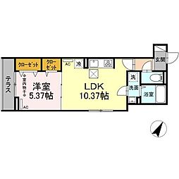 日暮里舎人ライナー 江北駅 徒歩11分の賃貸アパート 1階1LDKの間取り