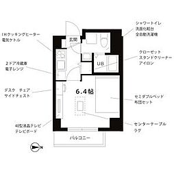 プチグランデアクア 4階1Kの間取り