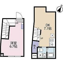 小田急小田原線 代々木上原駅 徒歩8分の賃貸マンション 地下1階1DKの間取り
