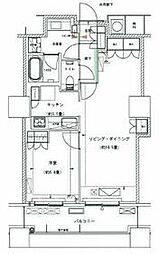 都営大江戸線 西新宿五丁目駅 徒歩7分の賃貸マンション 4階1LDKの間取り