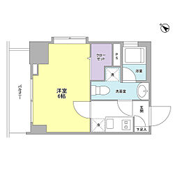 東京メトロ有楽町線 月島駅 徒歩1分の賃貸マンション 9階1Kの間取り