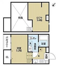 ソラーナ天台 1階ワンルームの間取り