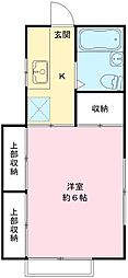 眞瀬荘 1階1Kの間取り