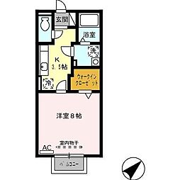近鉄名古屋線 川越富洲原駅 徒歩14分の賃貸アパート 2階1Kの間取り