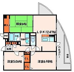 ソレイユ元町 3階3LDKの間取り