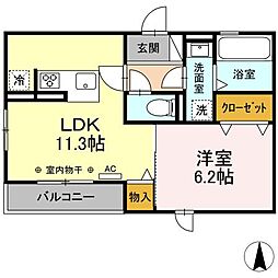 D-Hills領家 1LDKの間取図画像
