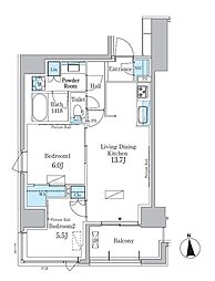 JR総武線 大久保駅 徒歩6分の賃貸マンション 5階2LDKの間取り