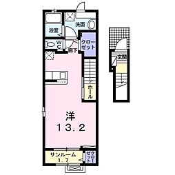 リバーサイドK-1 ワンルームの間取図画像