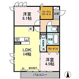 JR東海道本線 穂積駅 徒歩23分の賃貸アパート 2階2LDKの間取り