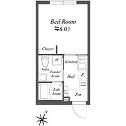 ＩＭＥＸ白金 5階ワンルームの間取り