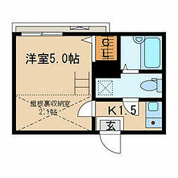 マーレ大森町 3階1Kの間取り