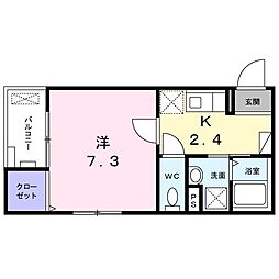 JR総武線 錦糸町駅 徒歩11分の賃貸マンション 2階1Kの間取り