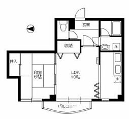 チョコレートヒルズ古河 2階1LDKの間取り