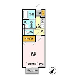 Ｄ-ｒｏｏｍ24　Ｂ 2階1Kの間取り