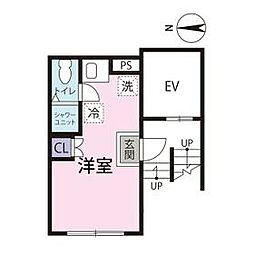 ソナーレフォレスタ馬込 1階ワンルームの間取り