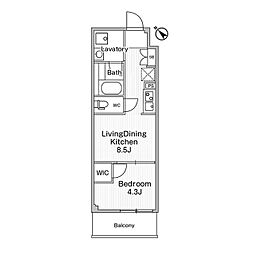 JR山手線 巣鴨駅 徒歩4分の賃貸マンション 9階1LDKの間取り