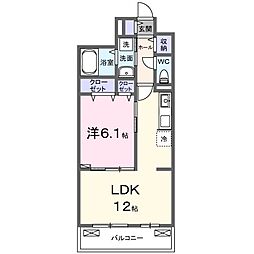 ラ・ミア・ヴィア 1LDKの間取図画像