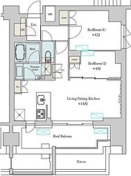 Ｂｒｉｌｌｉａ　ｉｓｔ　上野稲荷町 12階2LDKの間取り