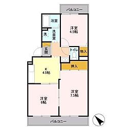 京成本線 谷津駅 徒歩8分の賃貸アパート 2階3Kの間取り