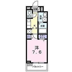 ヒルサイド3 1Kの間取図画像