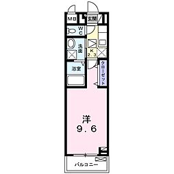 JR片町線(学研都市線) 野崎駅 徒歩10分の賃貸アパート 1階1Kの間取り