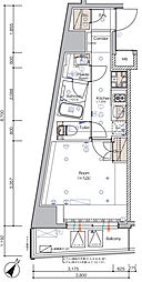 東京メトロ南北線 白金高輪駅 徒歩4分の賃貸マンション 9階1Kの間取り