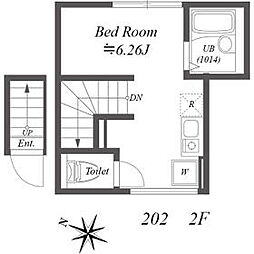 Ｐａｒｋ　Ｍａｉｓｏｎ　Ｉｓｈｉｋａｗａｄａｉ 2階ワンルームの間取り