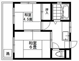 藤コーポ 2階2Kの間取り