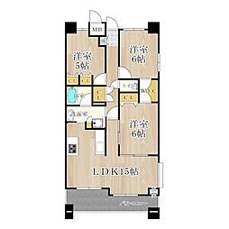 CITY　SPIRE桜川II 9階3LDKの間取り