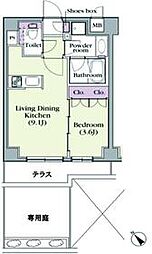 プラチナコート中目黒 1階1LDKの間取り